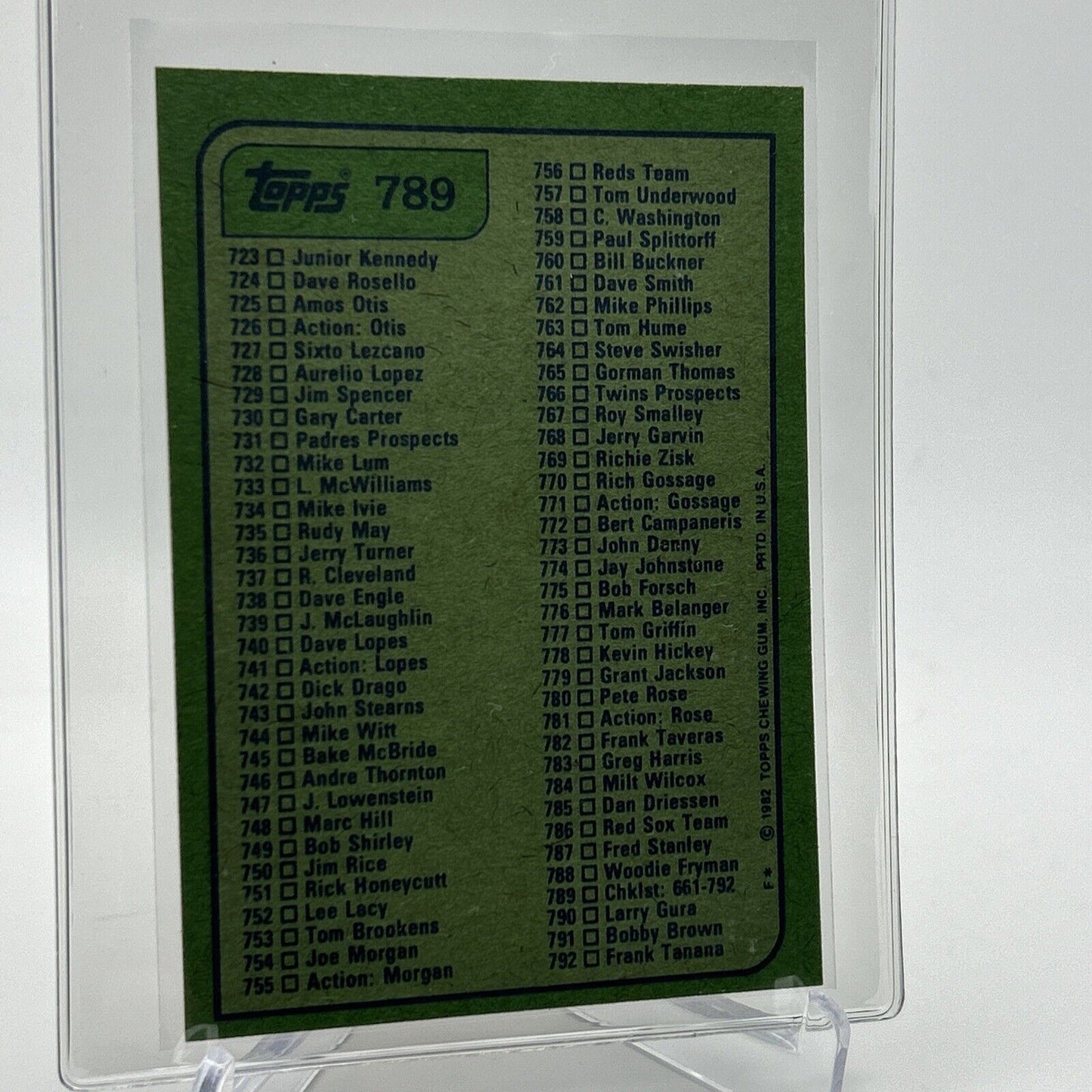 1982 Topps Checklist: 661-792 Baseball Card #789 NM-Mint FREE SHIPPING