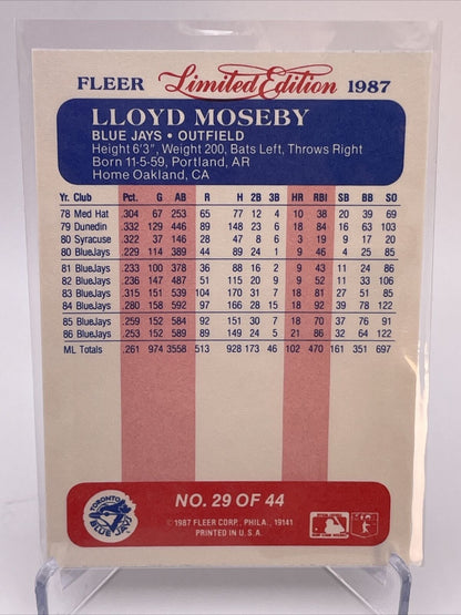 1987 Fleer Limited Edition Lloyd Moseby Baseball Card #29 Mint FREE SHIPPING