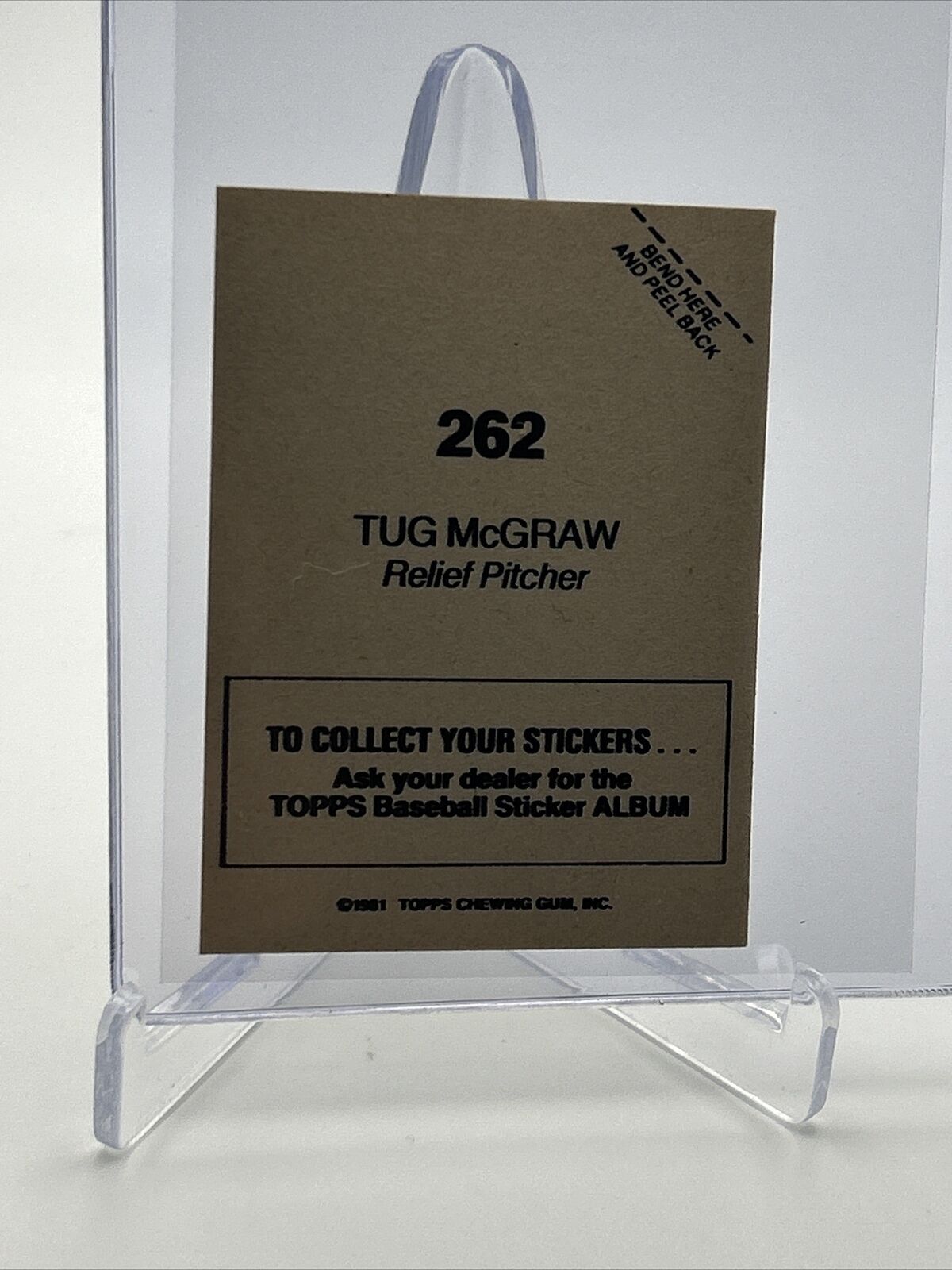 1981 Topps Stickers Tug McGraw FOIL Baseball Card #262 NM-Mint FREE SHIPPING
