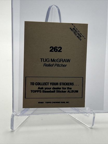 1981 Topps Stickers Tug McGraw FOIL Baseball Card #262 NM-Mint FREE SHIPPING