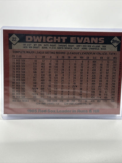 1986 Topps Super Dwight Evans Baseball Card #22 NM-Mint FREE SHIPPING