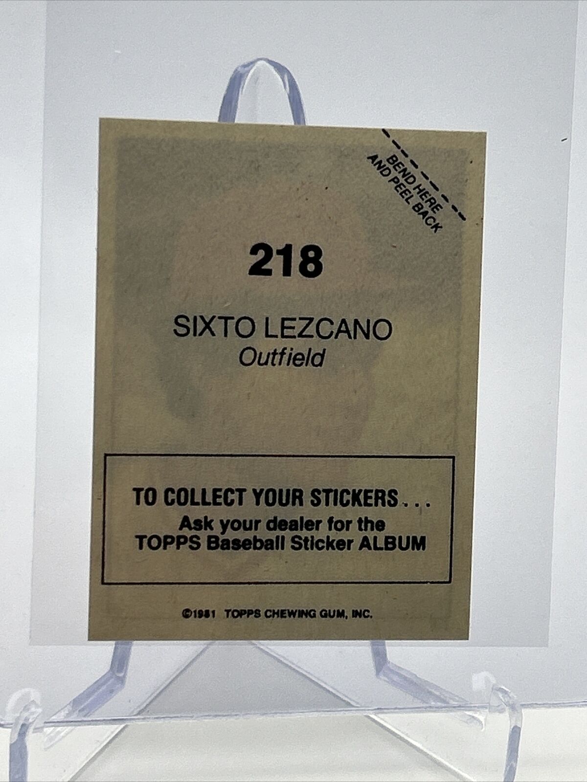 1981 Topps Stickers Sixto Lezcano Baseball Card #218 NM-Mint FREE SHIPPING