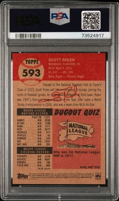 2023 Topps Living Set Scott Rolen Baseball Card #593 PSA 10 Gem Mint