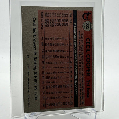 1981 Topps Cecil Cooper Baseball Card #555 NM-Mint FREE SHIPPING