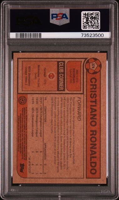 2021 Topps Living UCL UEFA Champions Cristiano Ronaldo Soccer Card #374 PSA 10