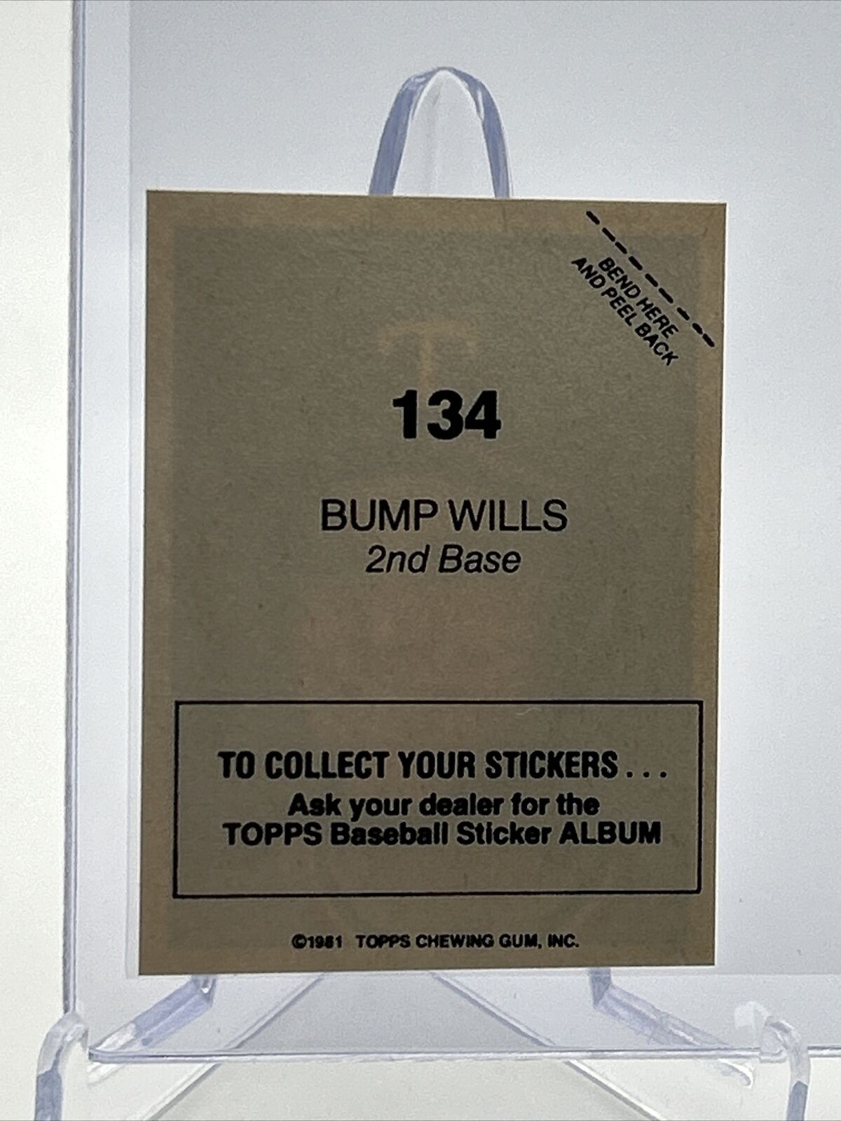 1981 Topps Stickers Bump Wills Baseball Card #134 NM-Mint FREE SHIPPING