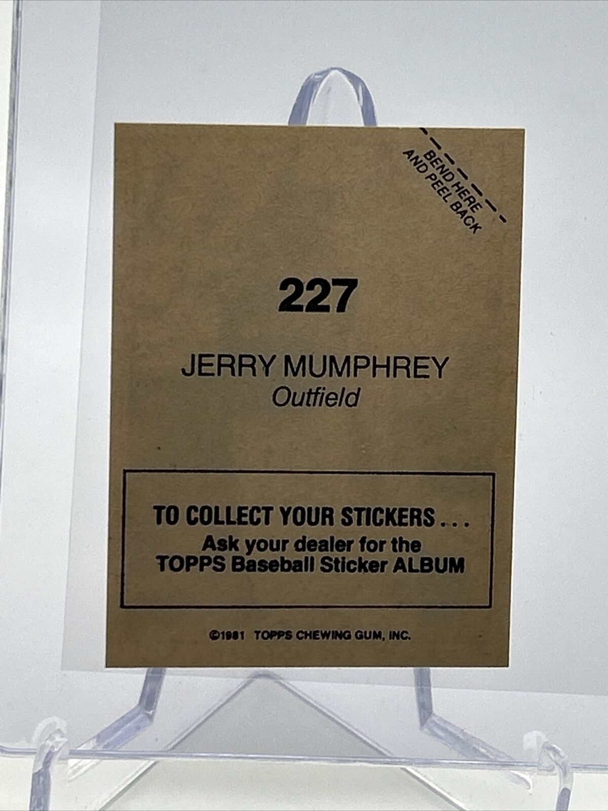 1981 Topps Stickers Jerry Mumphrey Baseball Card #227 NM-Mint FREE SHIPPING