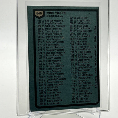 1980 Topps Checklist: 606-726 Baseball Card #646 NM-Mint FREE SHIPPING
