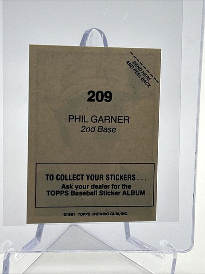1981 Topps Stickers Phil Garner Baseball Card #209 NM-Mint FREE SHIPPING