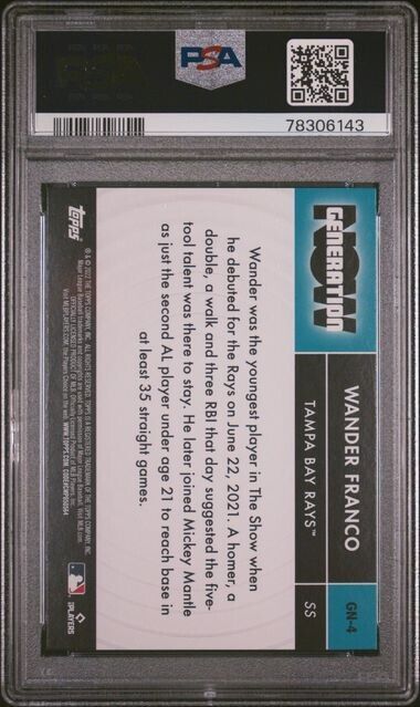 2022 Topps Wander Franco Generation Now Rookie Baseball Card #GN4 PSA 9