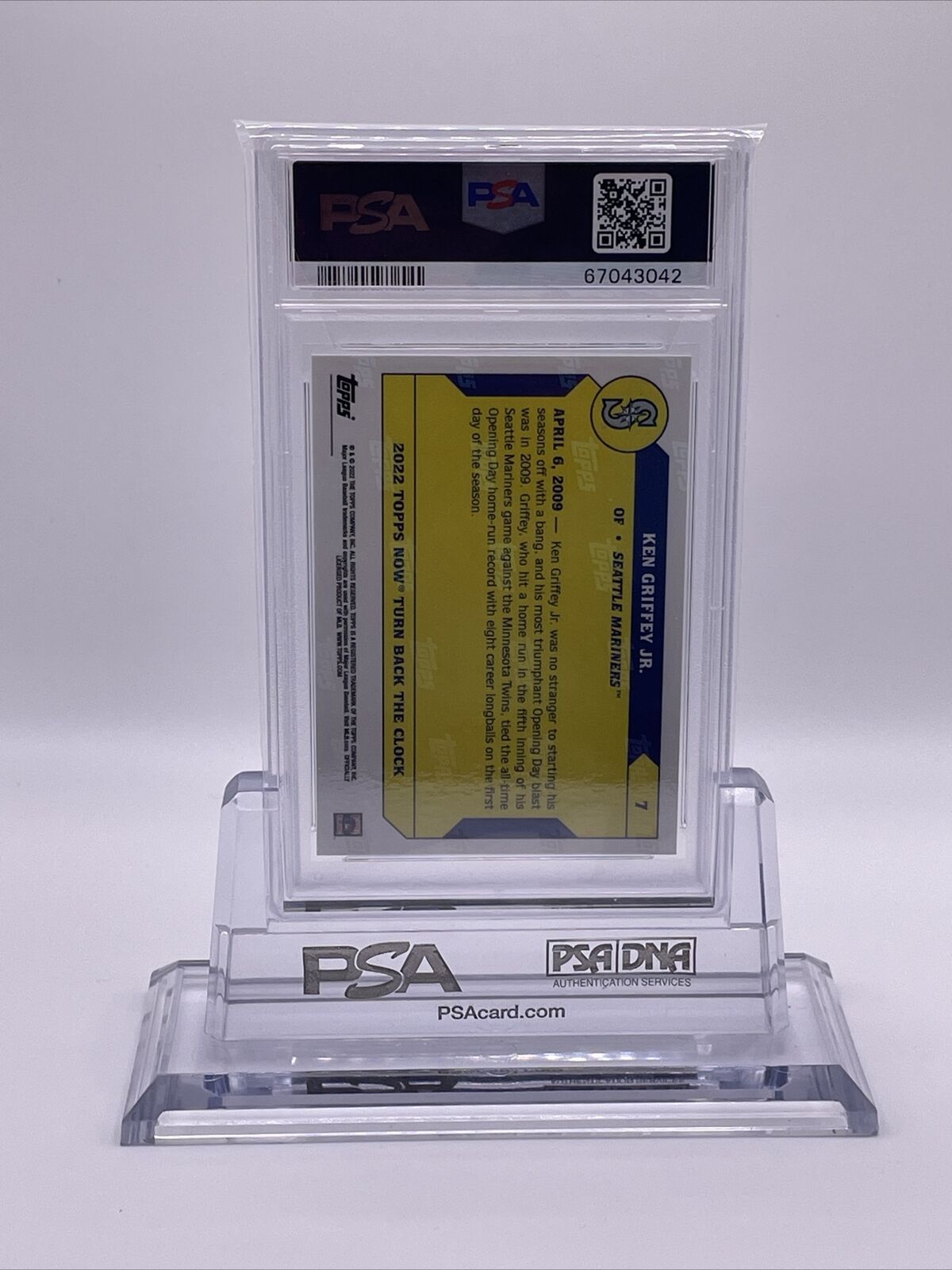2022 Topps Now Turn Back White Ash 3/3 Ken Griffey Jr. Baseball Card #7 PSA 9