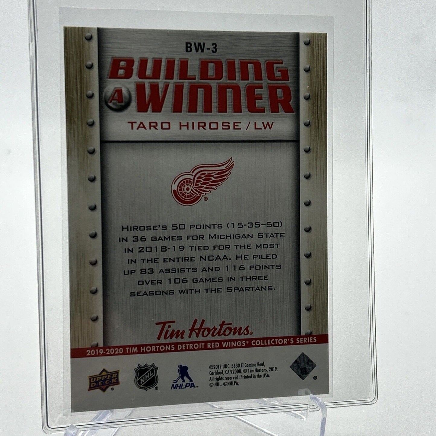 2019-20 Upper Deck Tim Hortons Taro Hirose Hockey Card #BW3 Mint FREE SHIPPING