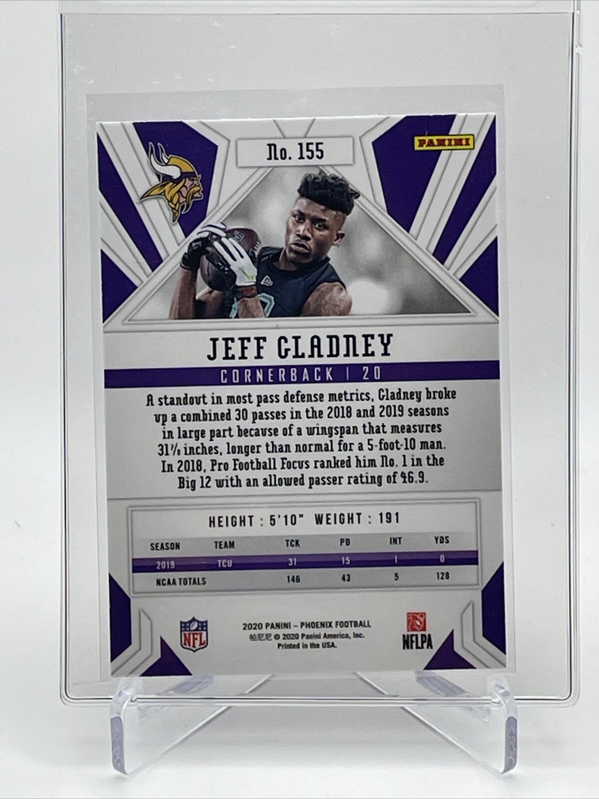 2020 Panini Phoenix FIRE BURST Jeff Gladney Rookie #155 Mint FREE SHIPPING