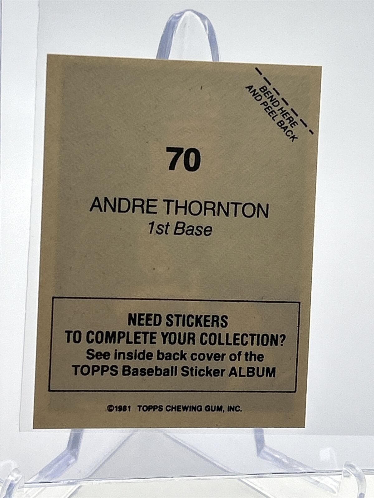 1981 Topps Stickers Andre Thornton Baseball Card #70 NM-Mint FREE SHIPPING