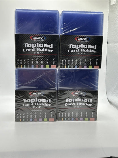 BCW 3X4 Thick Card Toploaders 4 Packs of 25 per pack for up to 59pt Point Cards