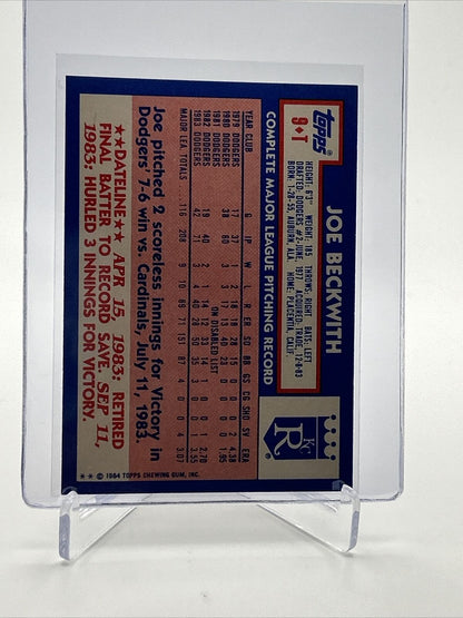 1984 Topps Traded TIFFANY Joe Beckwith Card #9T NM-MT FREE SHIPPING