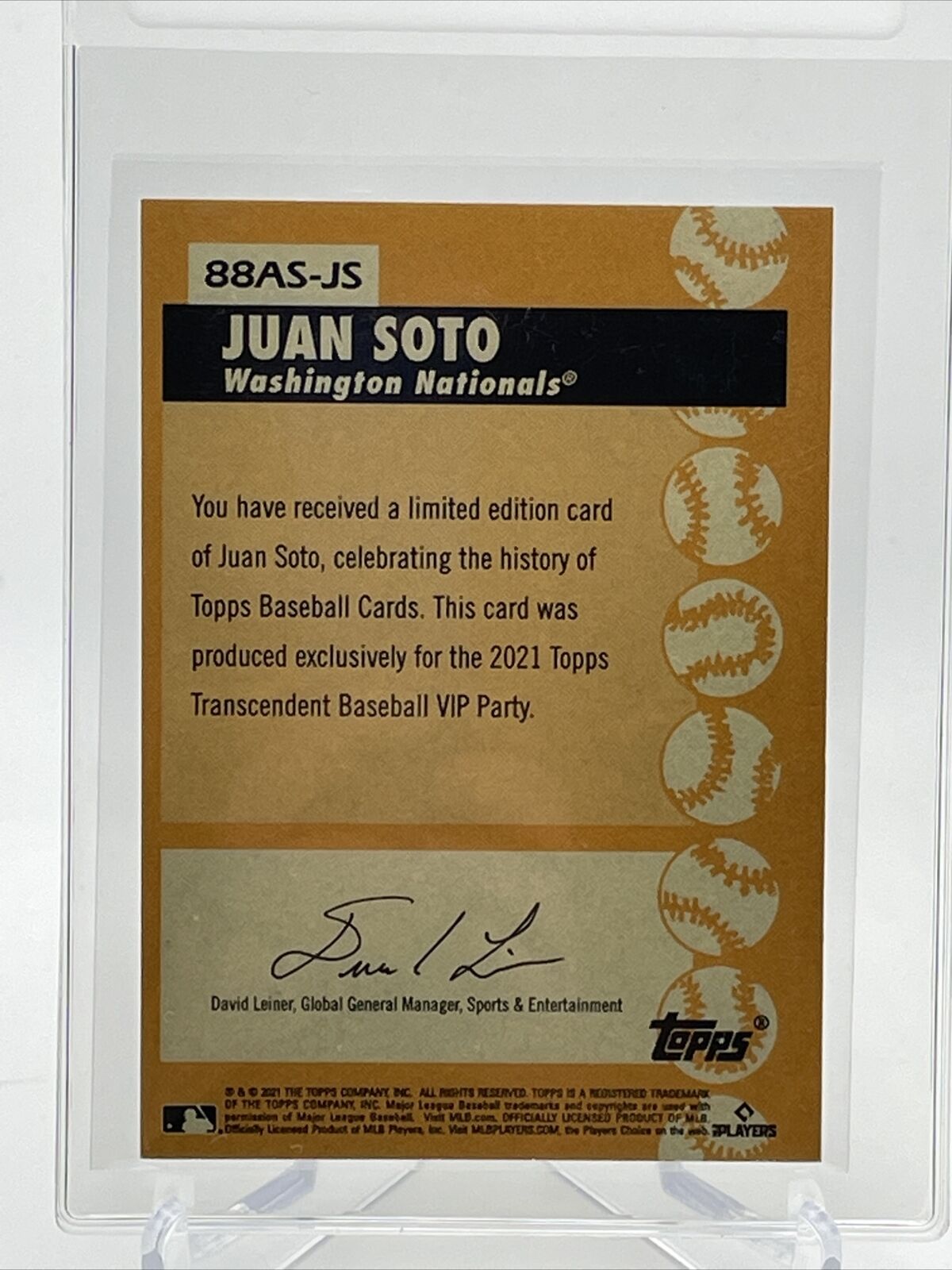 2021 Topps Transcendent Juan Soto Baseball Card #1988AS-JS 23/95 1988 Topps