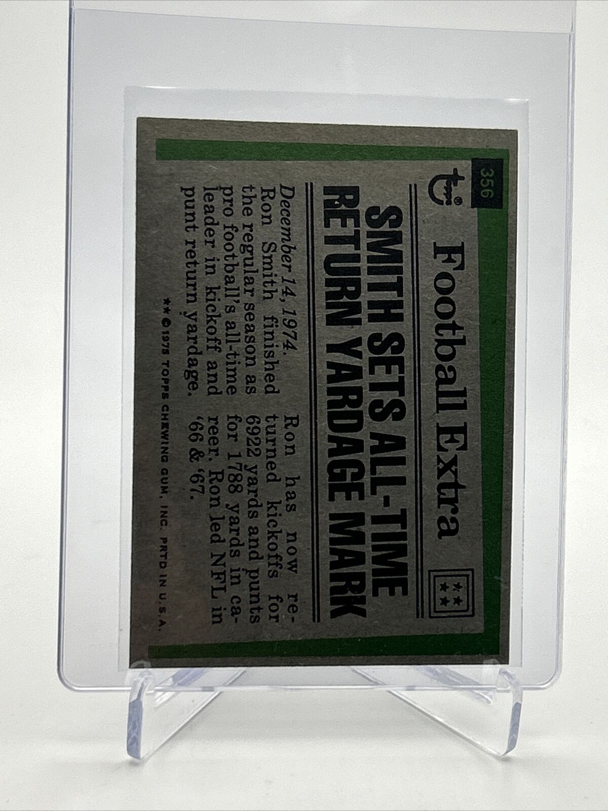 1975 Topps Ron Smith Football Card #356 EX Quality FREE SHIPPING