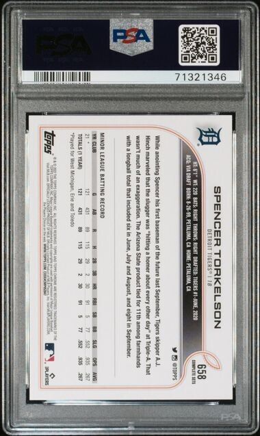 2022 Topps Complete Set Variation Spencer Torkelson Rookie Card #658 PSA 10