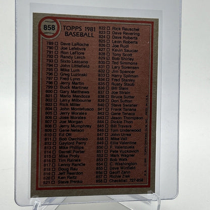 1981 Topps Checklist 727-858 Baseball Card #858 NM-Mint FREE SHIPPING
