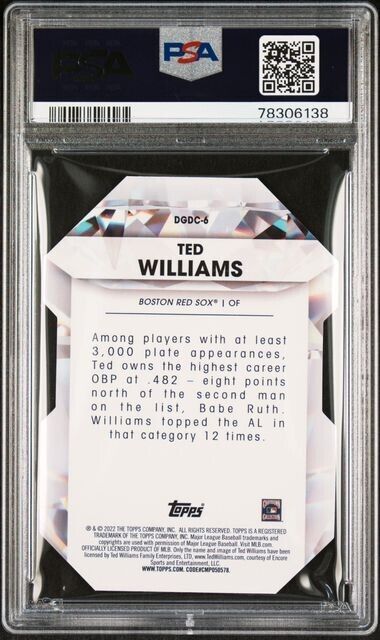 2022 Topps Diamond Greats Die-Cuts Ted Williams Baseball Card #DGDC6 PSA 10