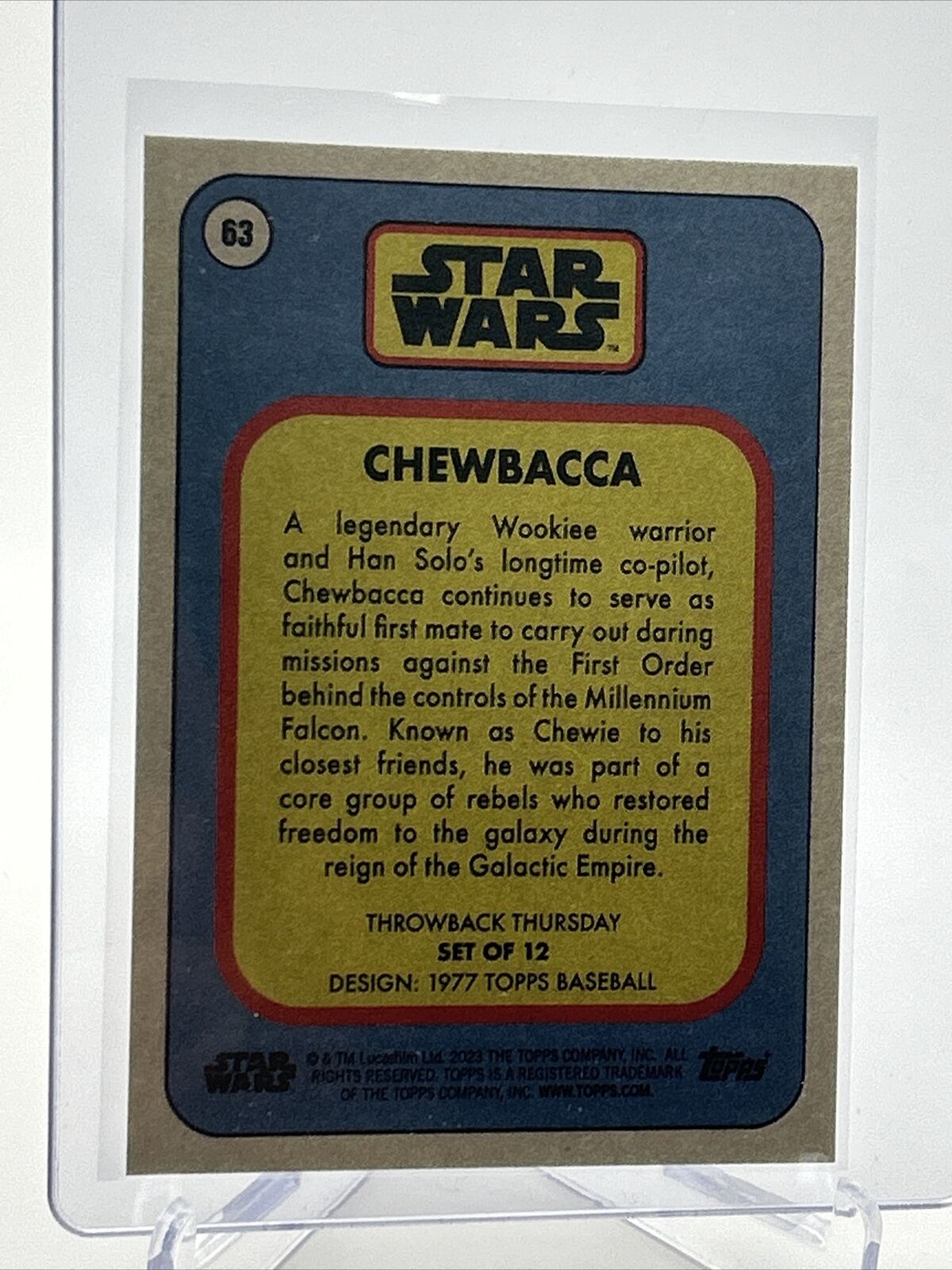 2023 Topps Star Wars Throwback Thursday Chewbacca #63 Mint FREE SHIPPING