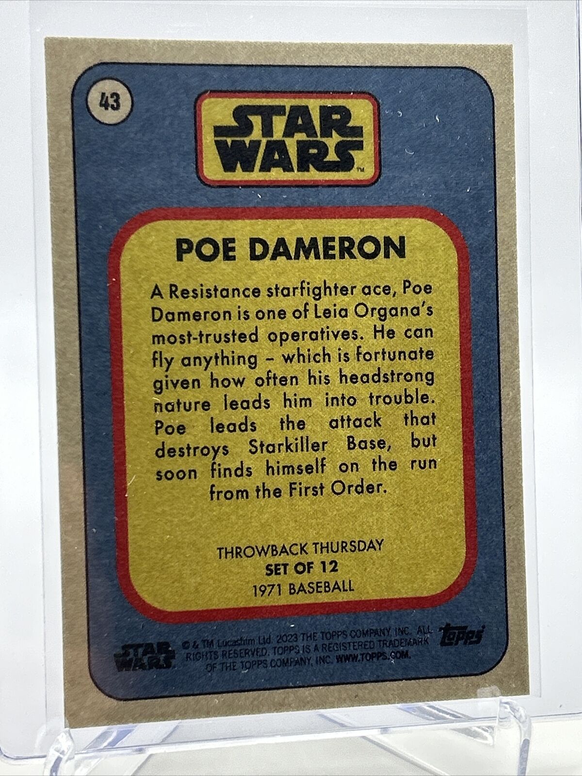 2023 Topps Star Wars Throwback Thursday Poe Dameron #43 Mint FREE SHIPPING