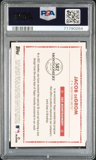 2020 Topps 582 Montgomery Club Set 4 Jacob DeGrom Baseball Card PSA 10