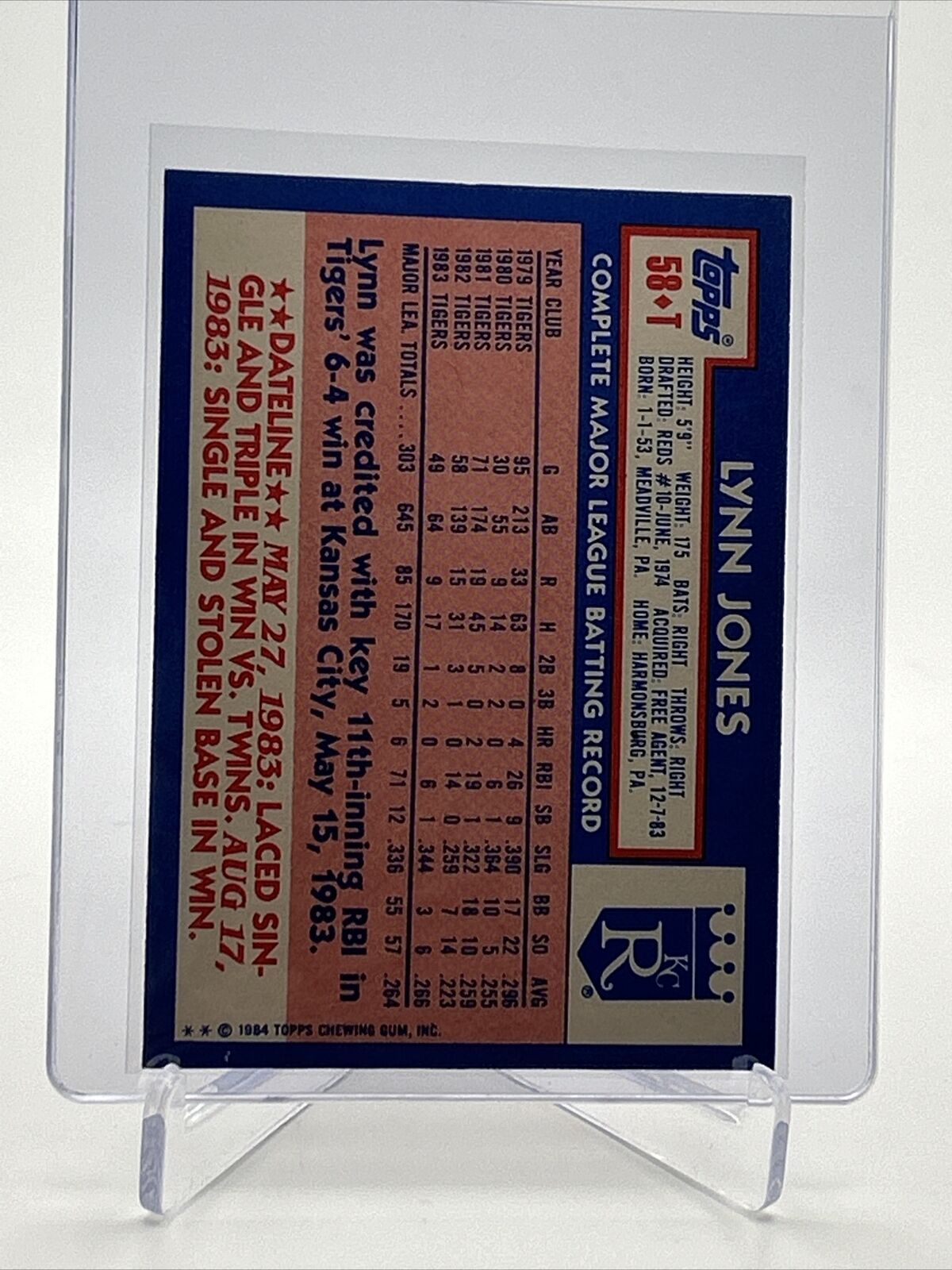 1984 Topps Traded TIFFANY Lynn Jones Card #58T NM-MT FREE SHIPPING
