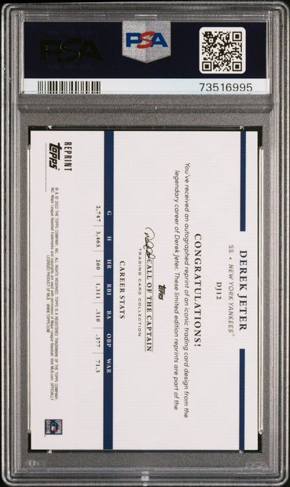 2022 Topps x Derek Jeter 22 Years of Topps FOILBOARD Derek Jeter Card DJ12 PSA 8
