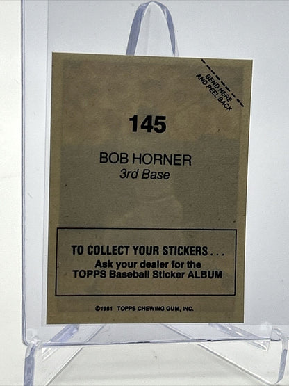 1981 Topps Stickers Bob Horner Baseball Card #145 NM-Mint FREE SHIPPING