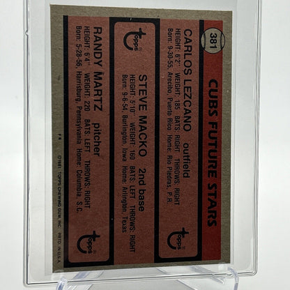 1981 Topps Cubs Future Stars Rookie Baseball Card #381 NM-Mint FREE SHIPPING