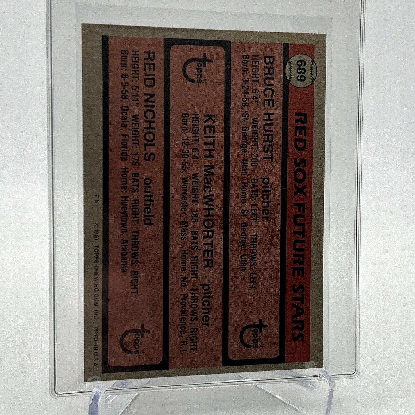 1981 Topps Red Sox Future Stars Rookie Baseball Card #689 NM-Mint FREE SHIPPING