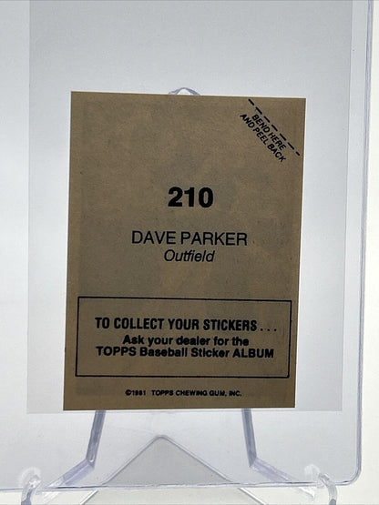 1981 Topps Stickers Dave Parker Baseball Card #210 NM-Mint FREE SHIPPING