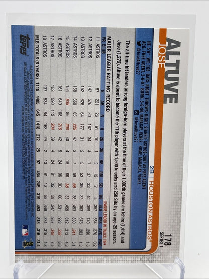 2019 Topps Jose Altuve Baseball Card #178 Mint FREE SHIPPING