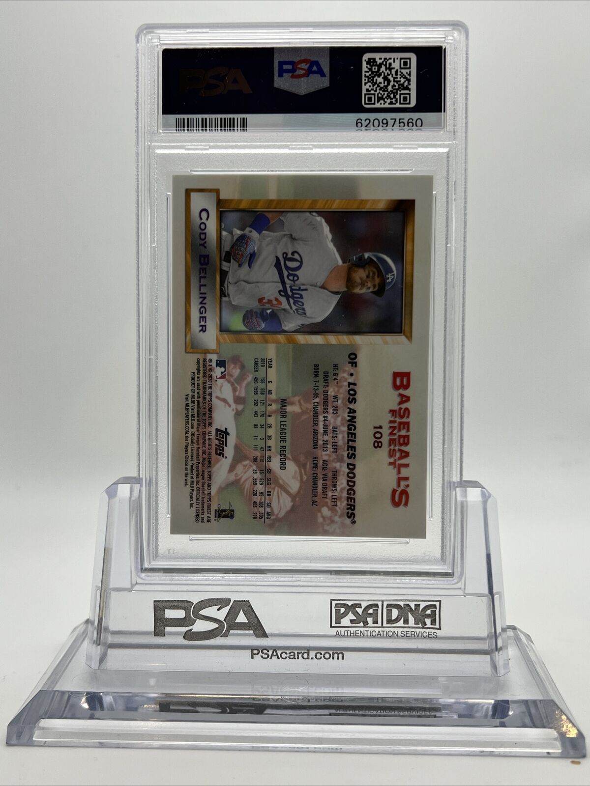2020 Topps Finest Flashbacks Cody Bellinger Baseball Card #108 PSA 10