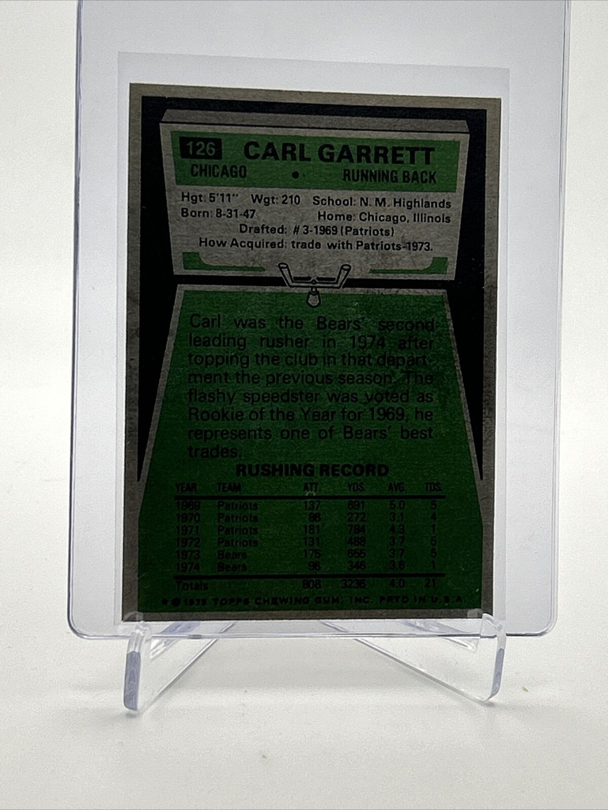 1975 Topps Carl Garrett Football Card #126 NM Quality FREE SHIPPING