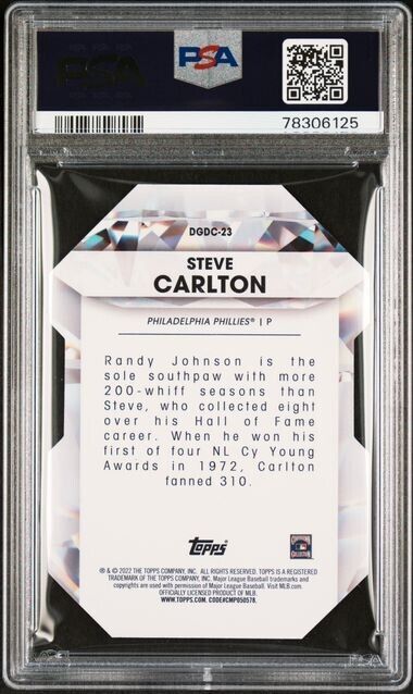 2022 Topps Diamond Greats Die-Cuts Steve Carlton Baseball Card #DGDC23 PSA 10