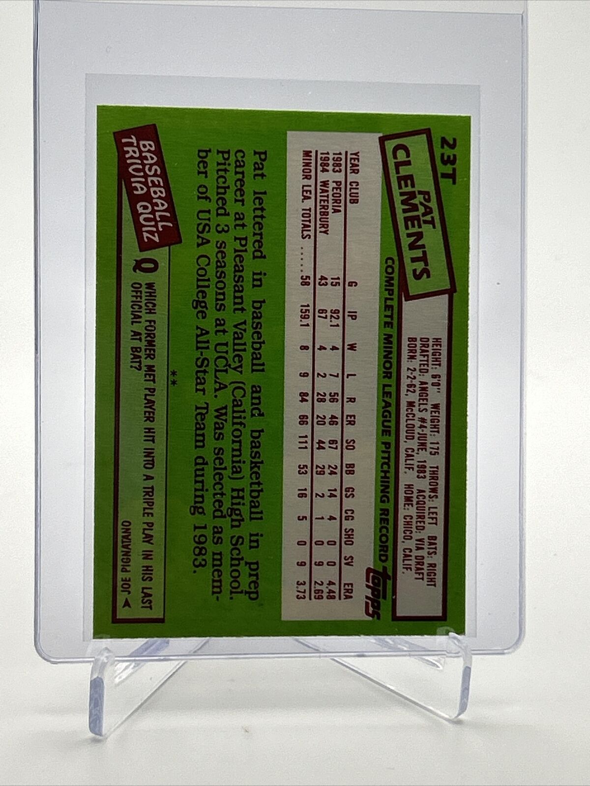 1985 Topps Traded Pat Clements Rookie Baseball Card #23T NM-MT FREE SHIPPING