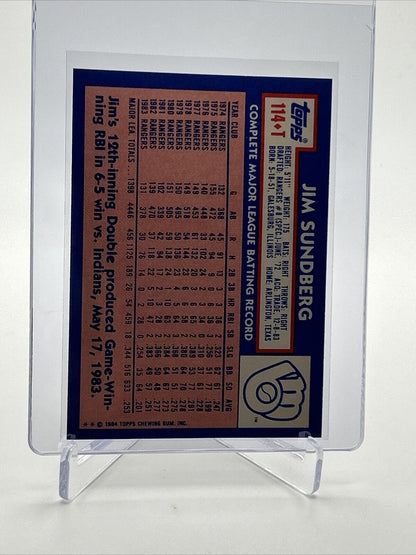1984 Topps Traded TIFFANY Jim Sundberg Card #114T NM-MT FREE SHIPPING