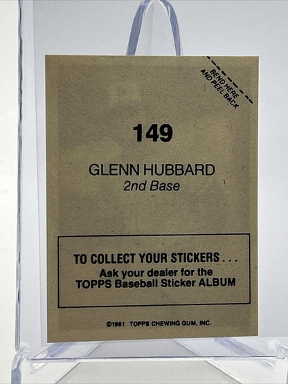 1981 Topps Stickers Glenn Hubbard Baseball Card #149 NM-Mint FREE SHIPPING