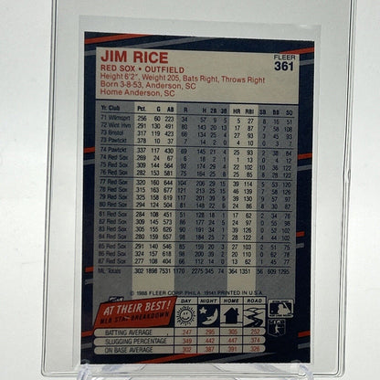 1988 Fleer GLOSSY Jim Rice Baseball Card #361 Mint FREE SHIPPING