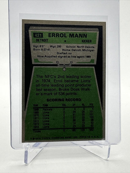 1975 Topps Errol Mann Football Card #421 NM Quality FREE SHIPPING