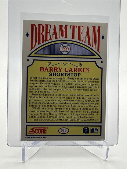 1990 Score Barry Larkin Baseball Card #689 Mint FREE SHIPPING