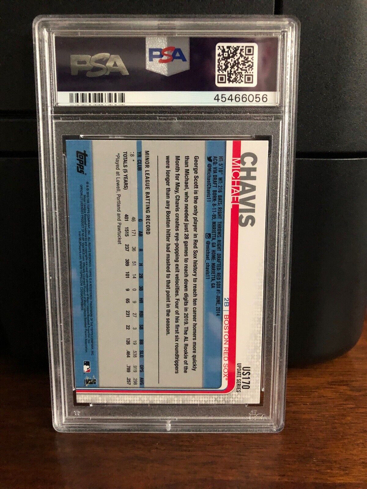 2019 Topps Update Michael Chavis Rookie Baseball Card #US170 PSA 10 Gem Mint