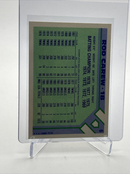 1986 Topps Baseball Champion Superstars Rod Carew Card #6 Mint FREE SHIPPING