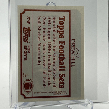 1986 Topps Drew Hill Football Sticker Card #237 NM-MT FREE SHIPPING