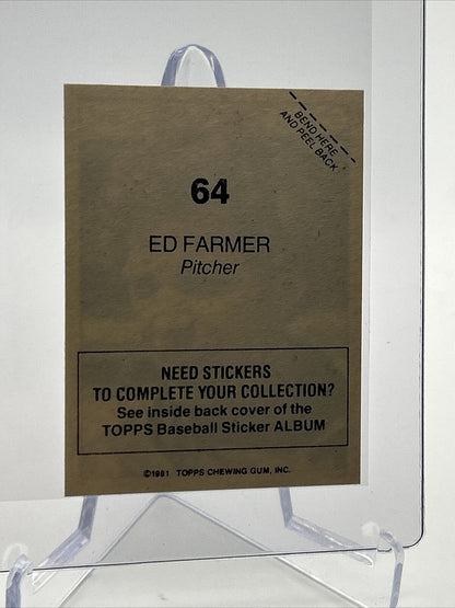 1981 Topps Stickers Ed Farmer Baseball Card #64 NM-Mint FREE SHIPPING