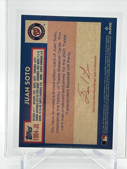 2021 Topps Transcendent Juan Soto Baseball Card #1984-JS 23/95 1984 Topps