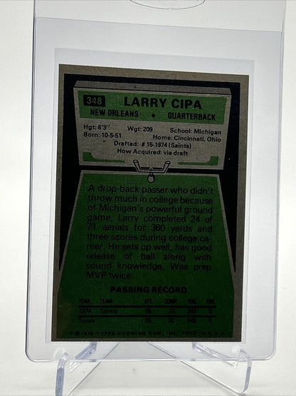 1975 Topps Larry Cipa Rookie Football Card #348 NM Quality FREE SHIPPING